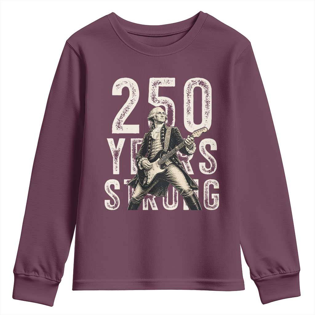 Vintage George Washington Playing Guitar Youth Sweatshirt 250 Years Strong