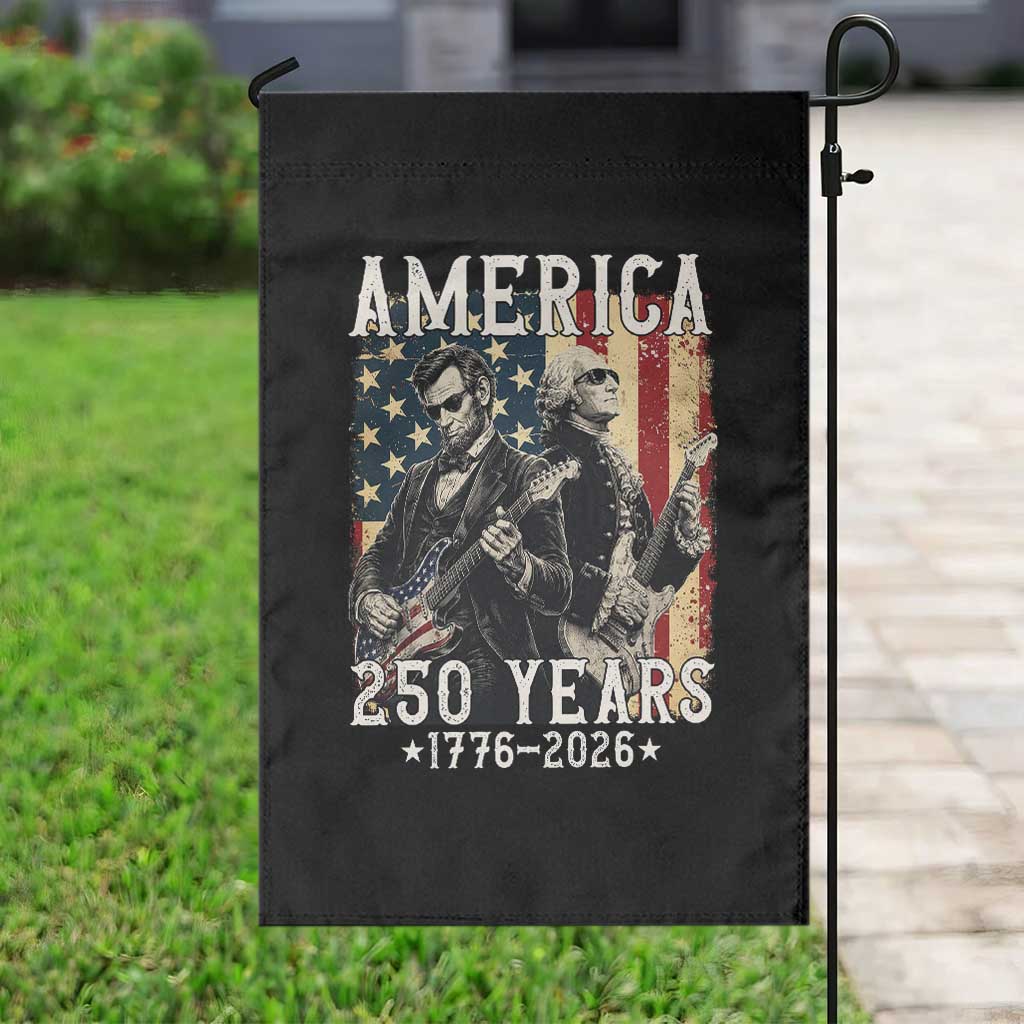 George Washington Abe Lincoln Playing Guitar Garden Flag USA 250th Anniversary Guitarist Graphic