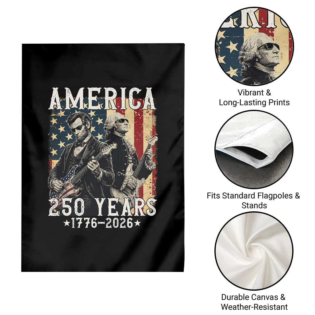 George Washington Abe Lincoln Playing Guitar Garden Flag USA 250th Anniversary Guitarist Graphic