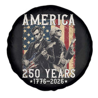 George Washington Abe Lincoln Playing Guitar Spare Tire Cover USA 250th Anniversary Guitarist Graphic