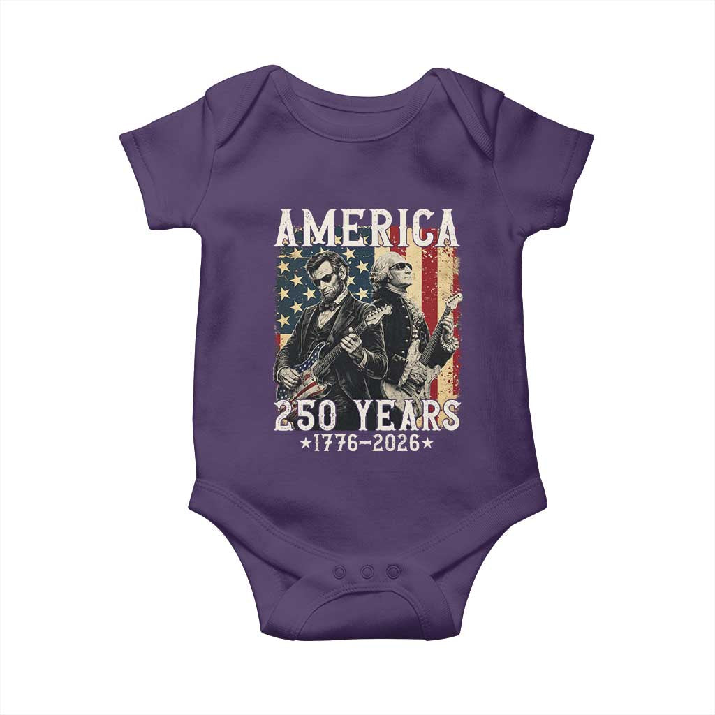 George Washington Abe Lincoln Playing Guitar Baby Onesie USA 250th Anniversary Guitarist Graphic
