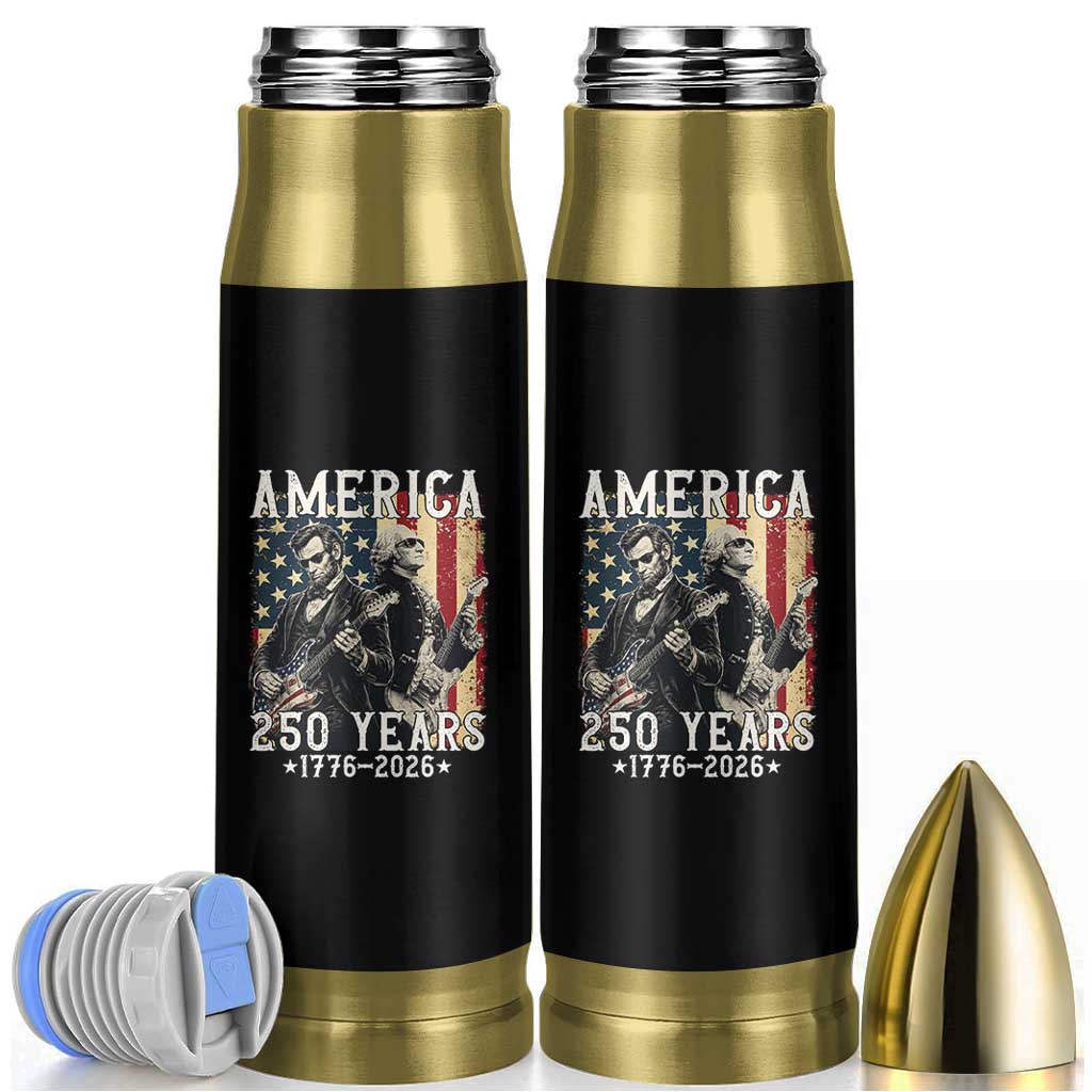 George Washington Abe Lincoln Playing Guitar Bullet Tumbler USA 250th Anniversary Guitarist Graphic