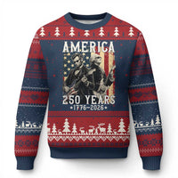 George Washington Abe Lincoln Playing Guitar Ugly Christmas Sweater USA 250th Anniversary Guitarist Graphic