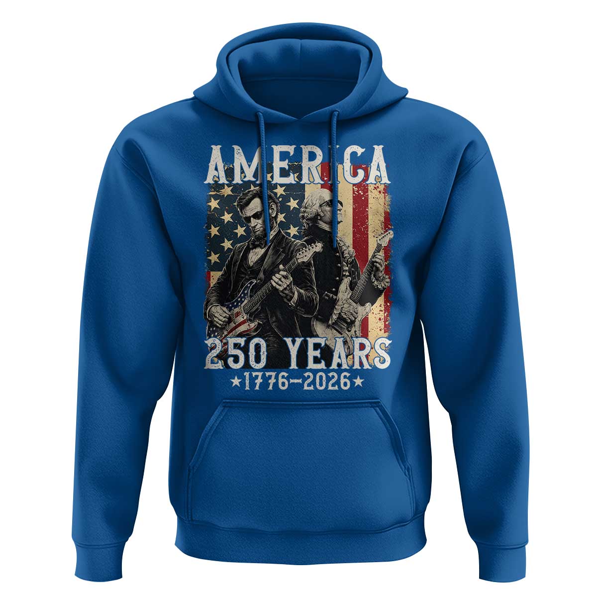 George Washington Abe Lincoln Playing Guitar Hoodie USA 250th Anniversary Guitarist Graphic