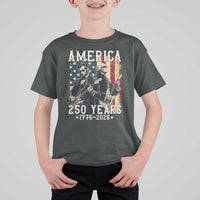 George Washington Abe Lincoln Playing Guitar T Shirt For Kid USA 250th Anniversary Guitarist Graphic