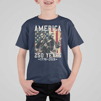 George Washington Abe Lincoln Playing Guitar T Shirt For Kid USA 250th Anniversary Guitarist Graphic
