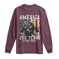 George Washington Abe Lincoln Playing Guitar Long Sleeve Shirt USA 250th Anniversary Guitarist Graphic