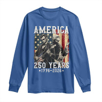George Washington Abe Lincoln Playing Guitar Long Sleeve Shirt USA 250th Anniversary Guitarist Graphic
