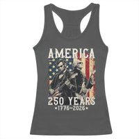 George Washington Abe Lincoln Playing Guitar Racerback Tank Top USA 250th Anniversary Guitarist Graphic