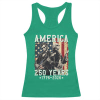 George Washington Abe Lincoln Playing Guitar Racerback Tank Top USA 250th Anniversary Guitarist Graphic