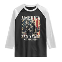 George Washington Abe Lincoln Playing Guitar Raglan Shirt USA 250th Anniversary Guitarist Graphic