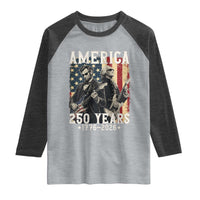 George Washington Abe Lincoln Playing Guitar Raglan Shirt USA 250th Anniversary Guitarist Graphic