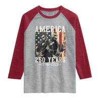 George Washington Abe Lincoln Playing Guitar Raglan Shirt USA 250th Anniversary Guitarist Graphic
