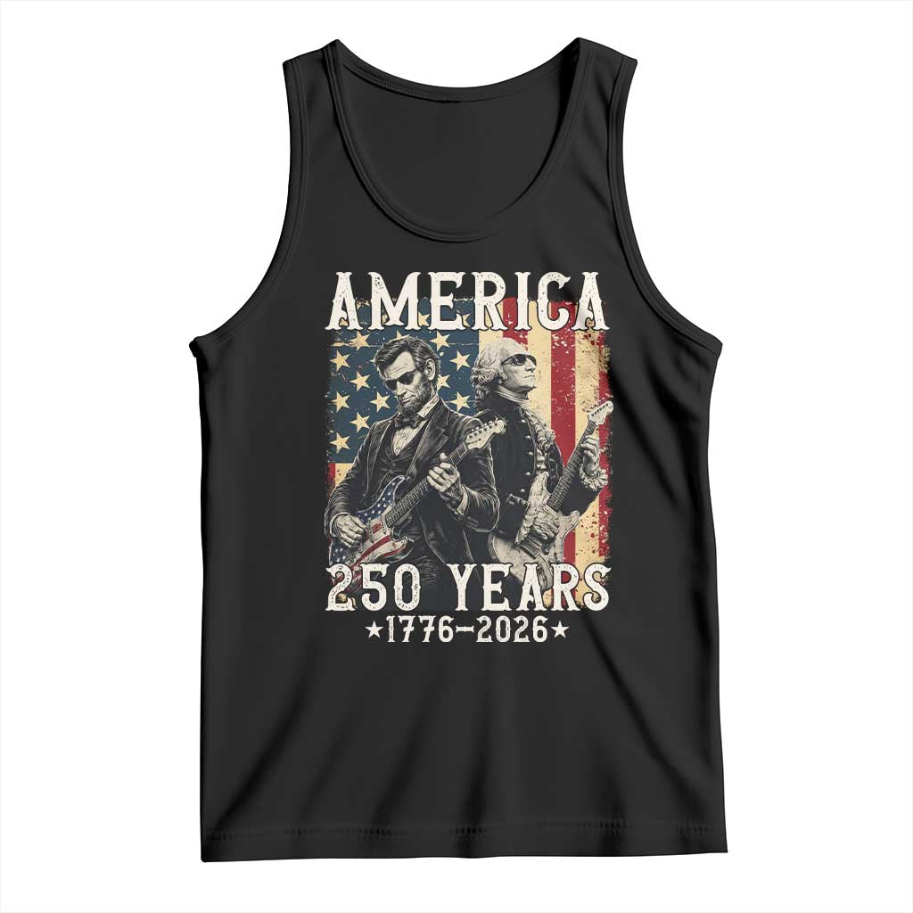 George Washington Abe Lincoln Playing Guitar Tank Top USA 250th Anniversary Guitarist Graphic