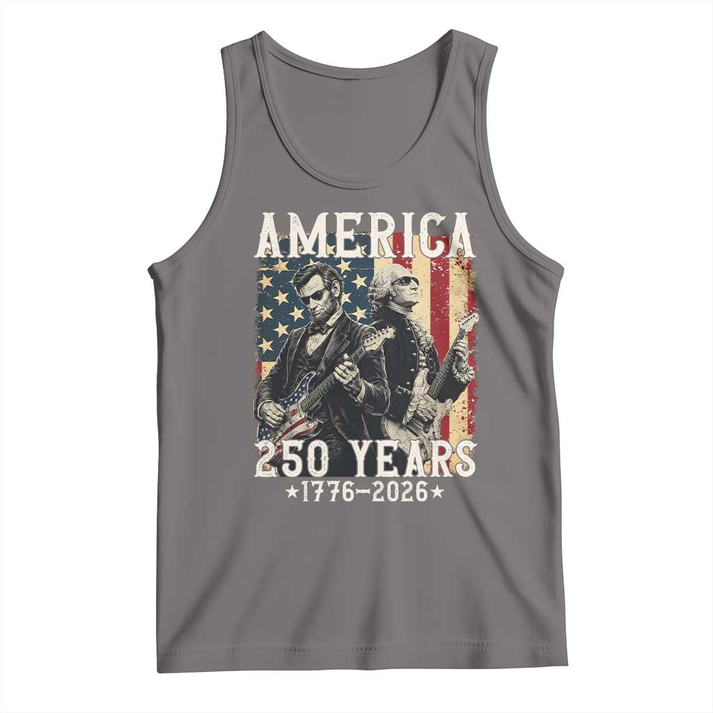 George Washington Abe Lincoln Playing Guitar Tank Top USA 250th Anniversary Guitarist Graphic