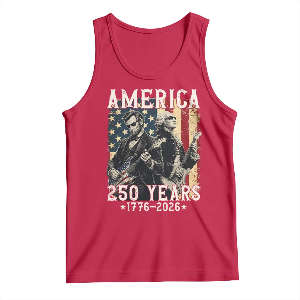 George Washington Abe Lincoln Playing Guitar Tank Top USA 250th Anniversary Guitarist Graphic