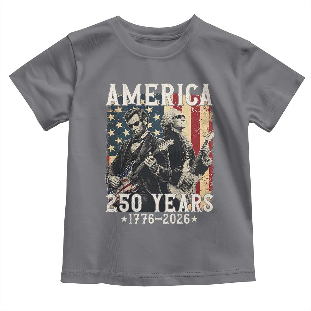 George Washington Abe Lincoln Playing Guitar Toddler T Shirt USA 250th Anniversary Guitarist Graphic