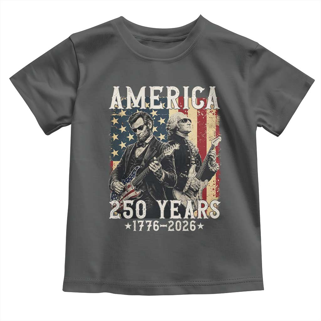George Washington Abe Lincoln Playing Guitar Toddler T Shirt USA 250th Anniversary Guitarist Graphic
