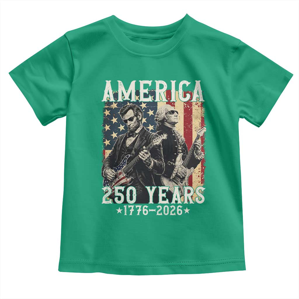 George Washington Abe Lincoln Playing Guitar Toddler T Shirt USA 250th Anniversary Guitarist Graphic