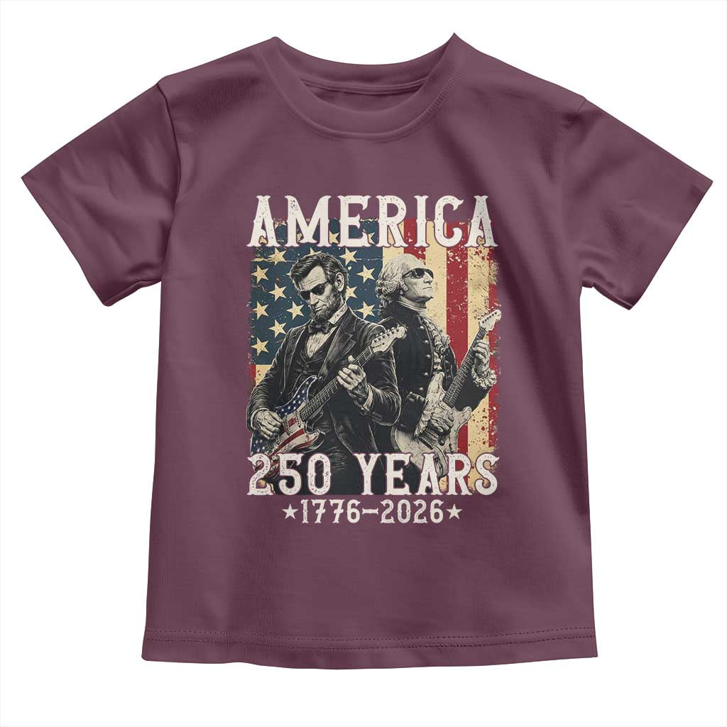 George Washington Abe Lincoln Playing Guitar Toddler T Shirt USA 250th Anniversary Guitarist Graphic