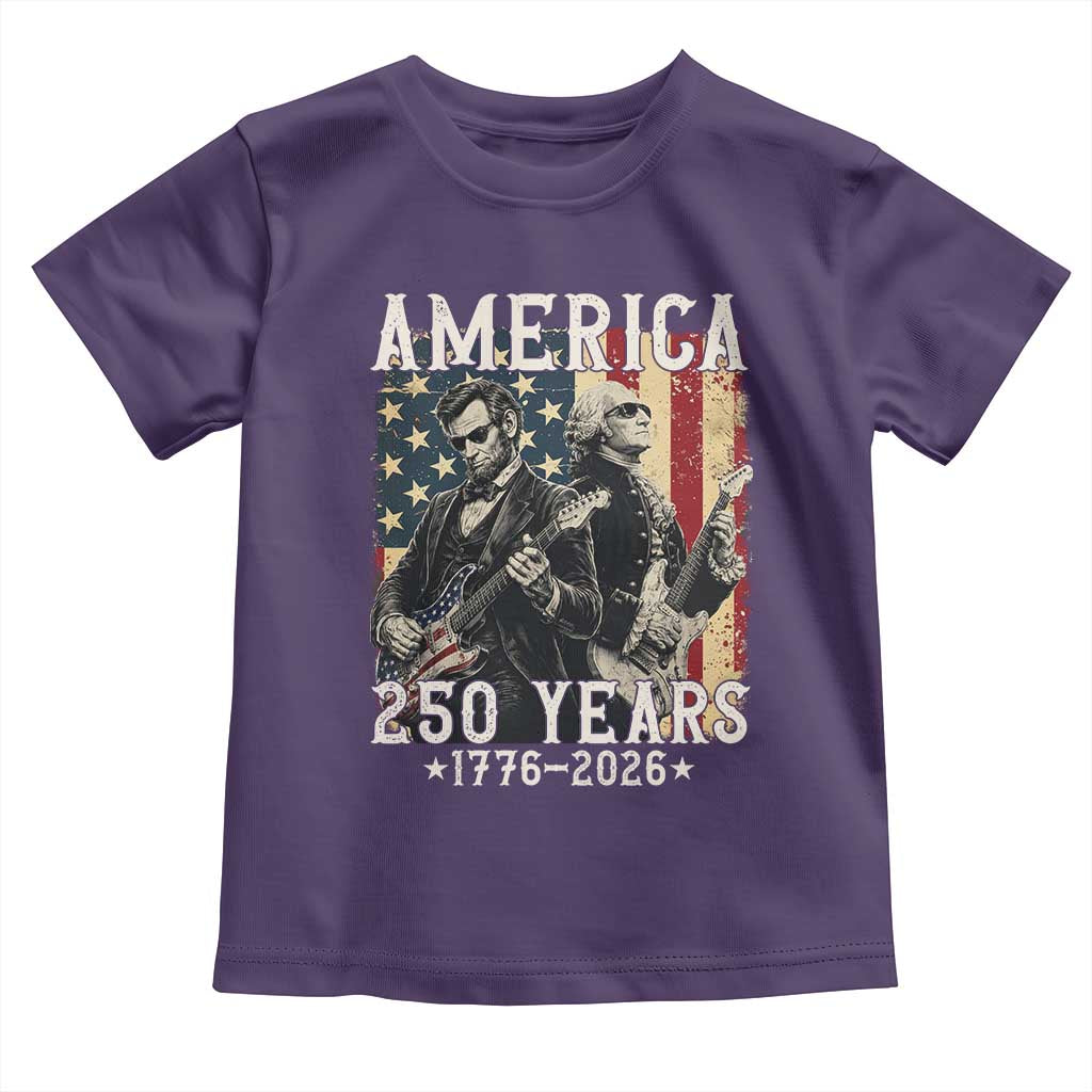 George Washington Abe Lincoln Playing Guitar Toddler T Shirt USA 250th Anniversary Guitarist Graphic