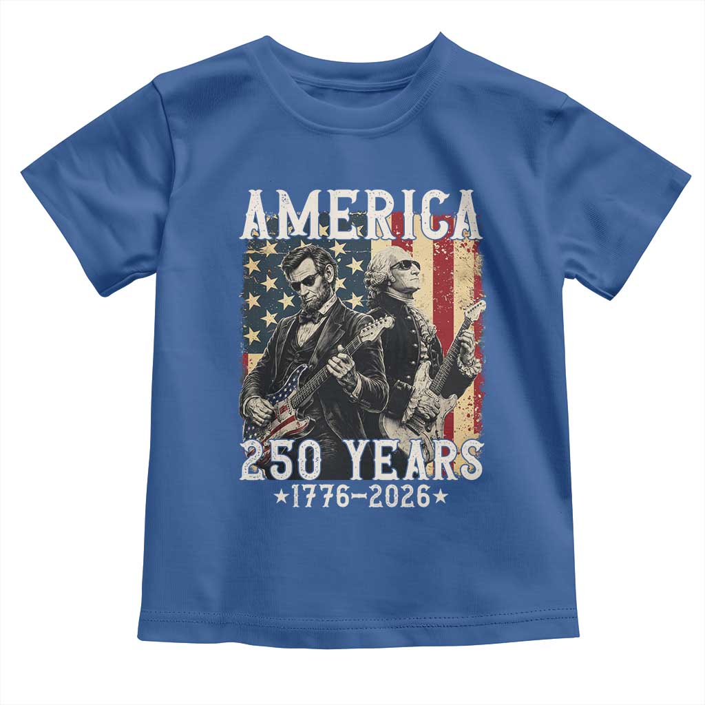 George Washington Abe Lincoln Playing Guitar Toddler T Shirt USA 250th Anniversary Guitarist Graphic