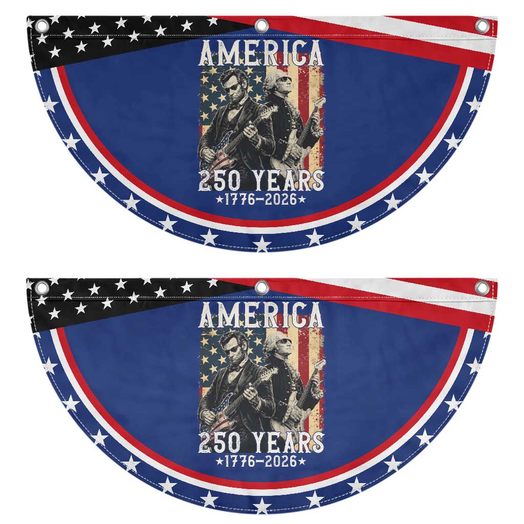 George Washington Abe Lincoln Playing Guitar Patriotic Fan Flag USA 250th Anniversary Guitarist Graphic