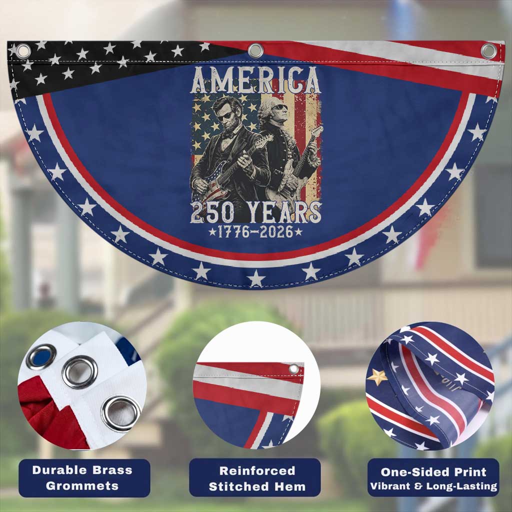 George Washington Abe Lincoln Playing Guitar Patriotic Fan Flag USA 250th Anniversary Guitarist Graphic