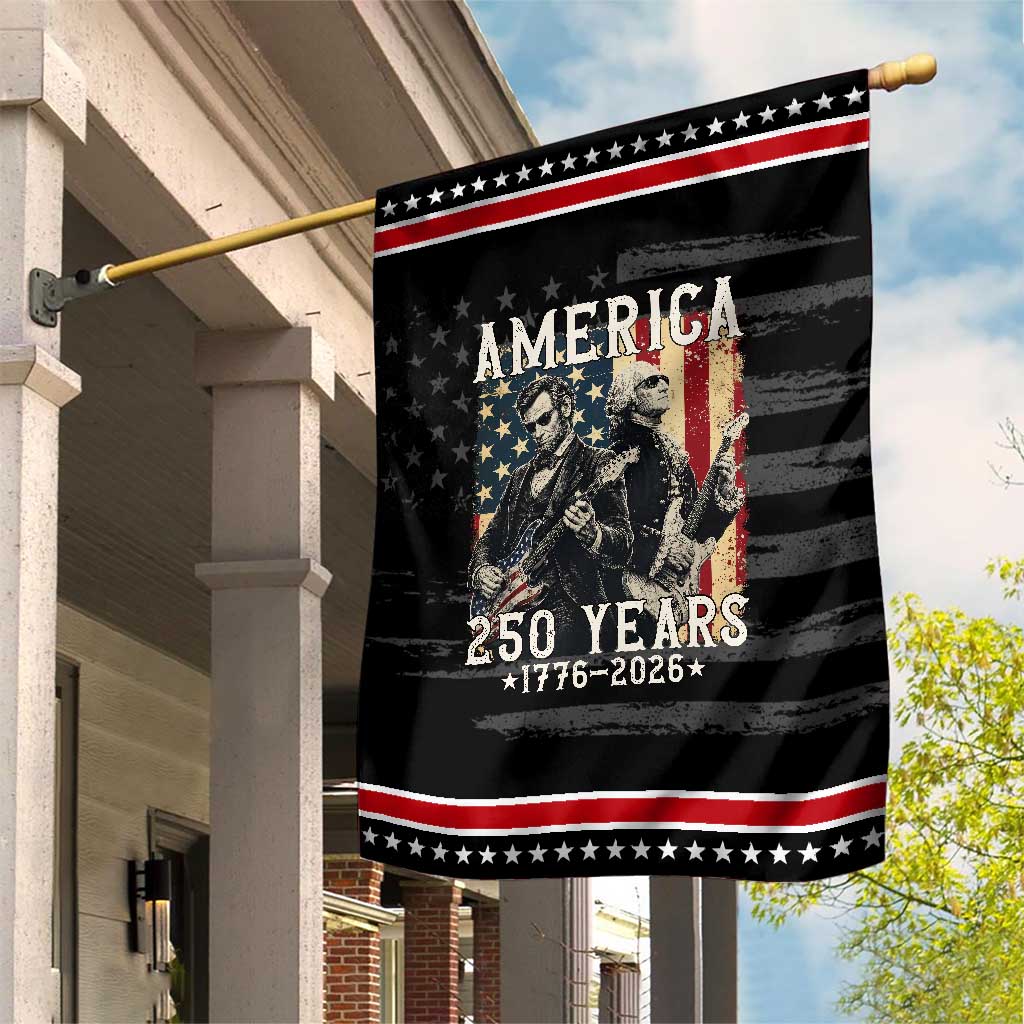 George Washington Abe Lincoln Playing Guitar Patriotic Garden Flag USA 250th Anniversary Guitarist Graphic