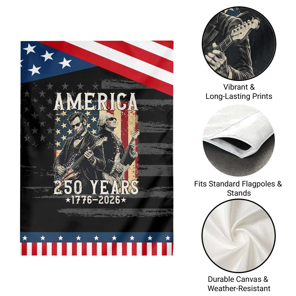 George Washington Abe Lincoln Playing Guitar Patriotic Garden Flag USA 250th Anniversary Guitarist Graphic