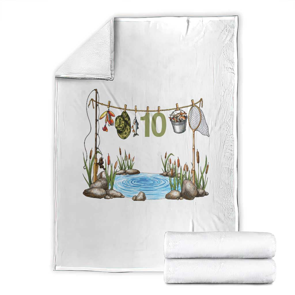 10th Birthday Fishing Throw Blanket Fisherman Birthday Party Gift