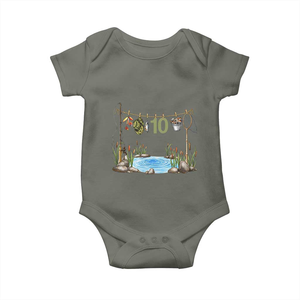 10th Birthday Fishing Baby Onesie Fisherman Birthday Party Gift