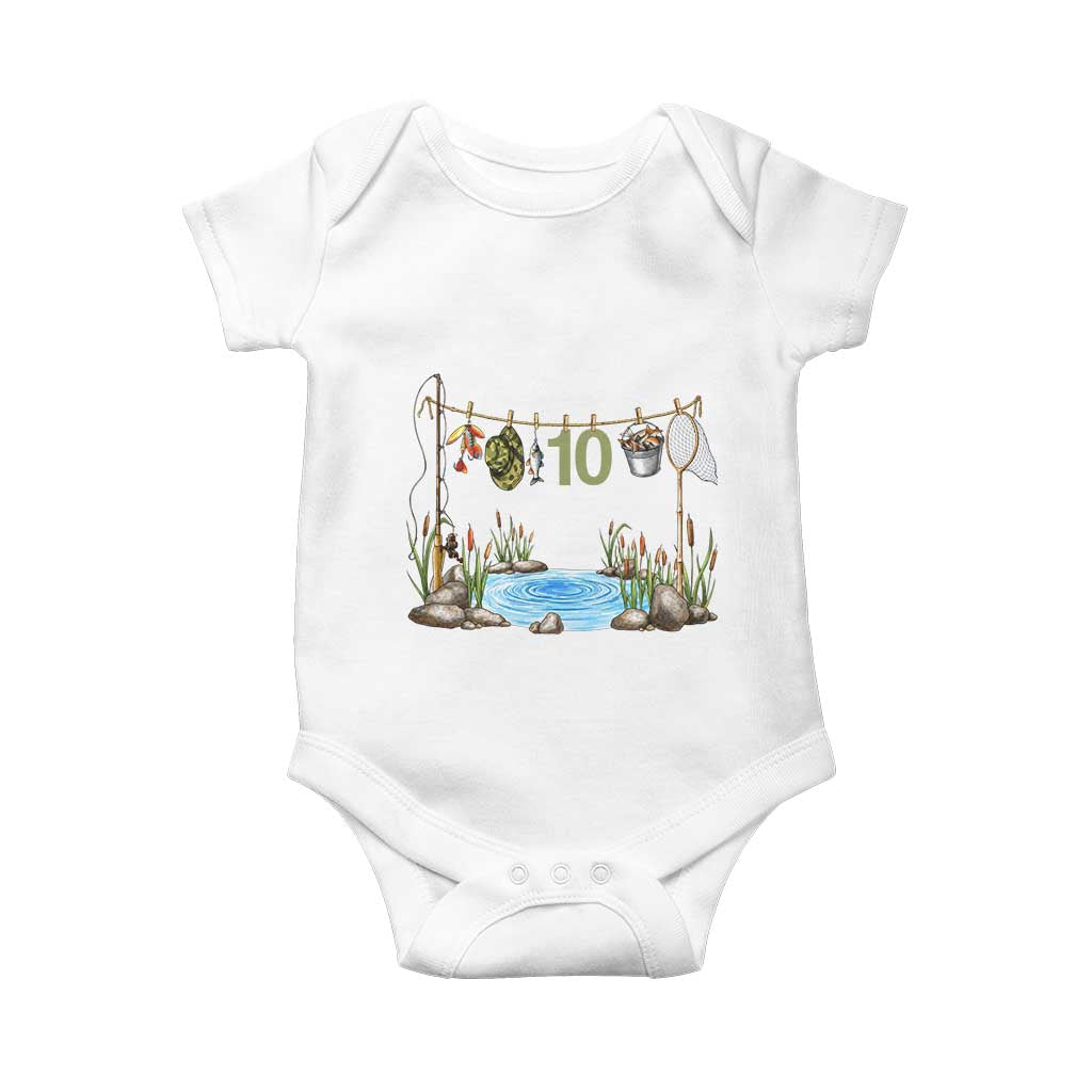 10th Birthday Fishing Baby Onesie Fisherman Birthday Party Gift