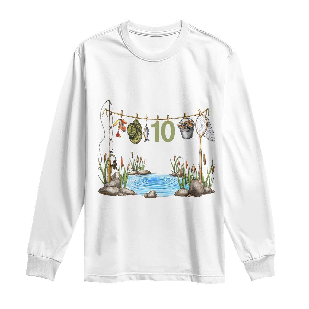 10th Birthday Fishing Long Sleeve Shirt Fisherman Birthday Party Gift