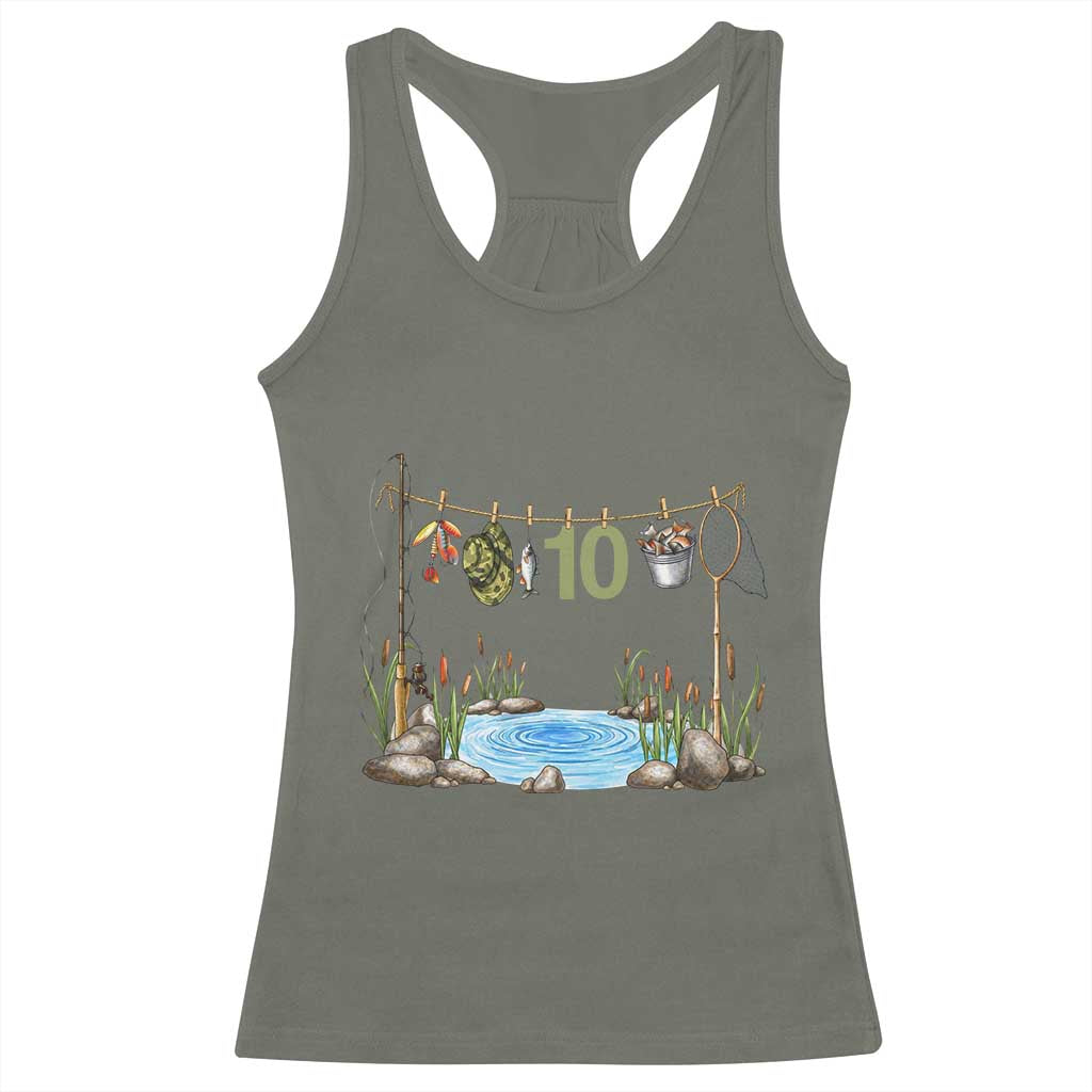 10th Birthday Fishing Racerback Tank Top Fisherman Birthday Party Gift