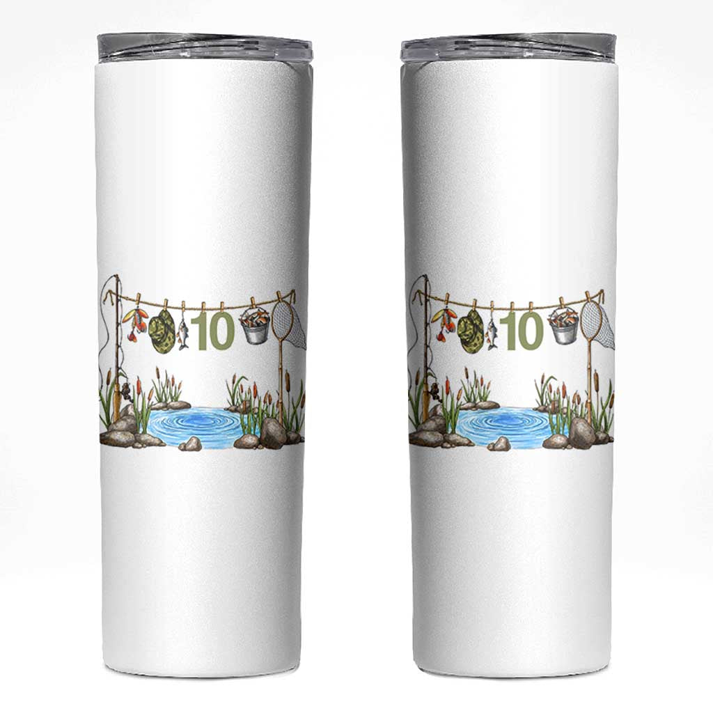 10th Birthday Fishing Skinny Tumbler Fisherman Birthday Party Gift