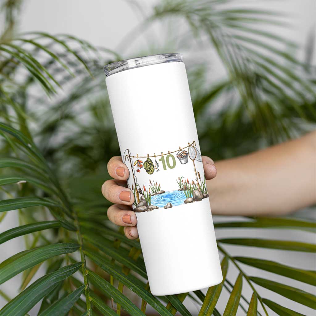 10th Birthday Fishing Skinny Tumbler Fisherman Birthday Party Gift