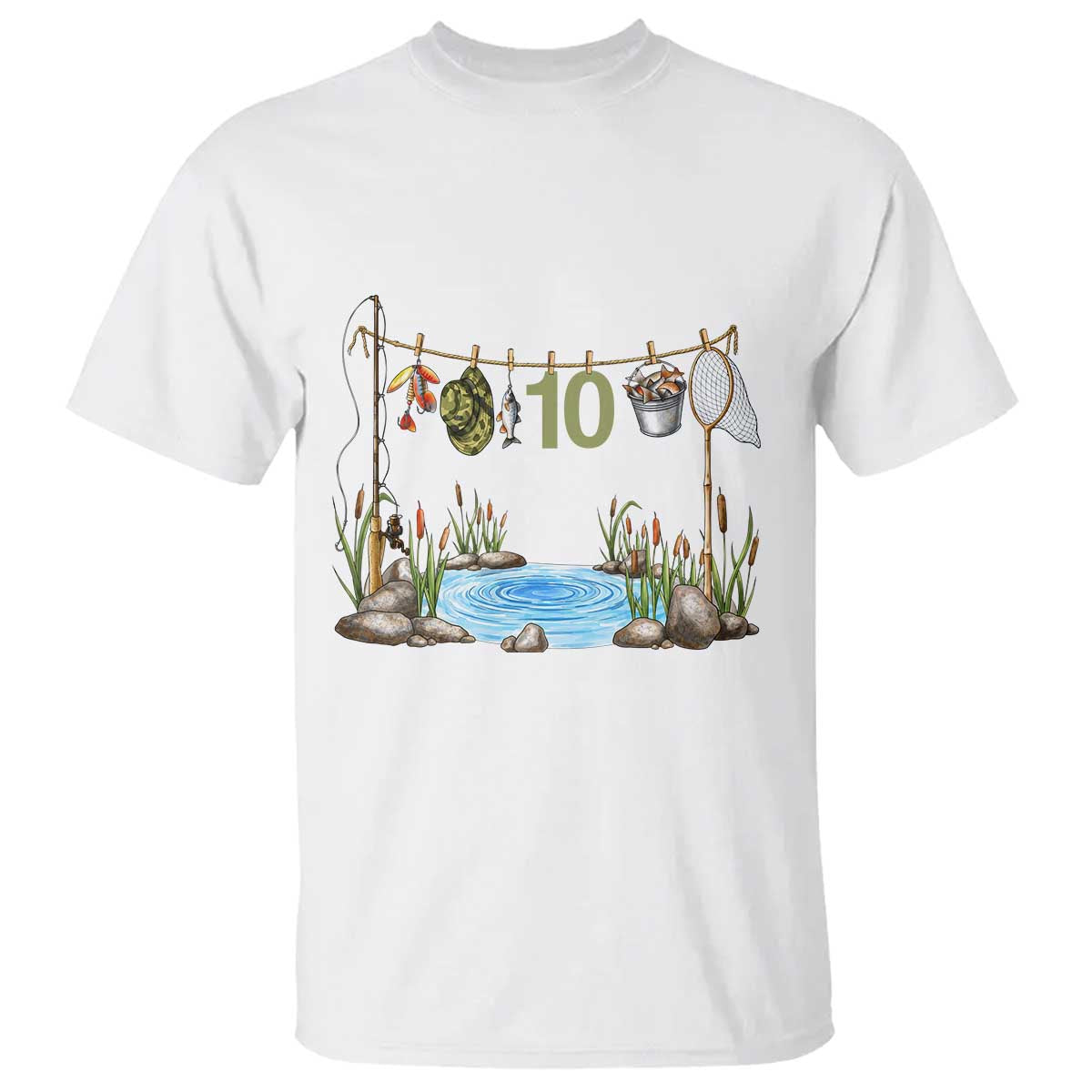 10th Birthday Fishing T Shirt Fisherman Birthday Party Gift