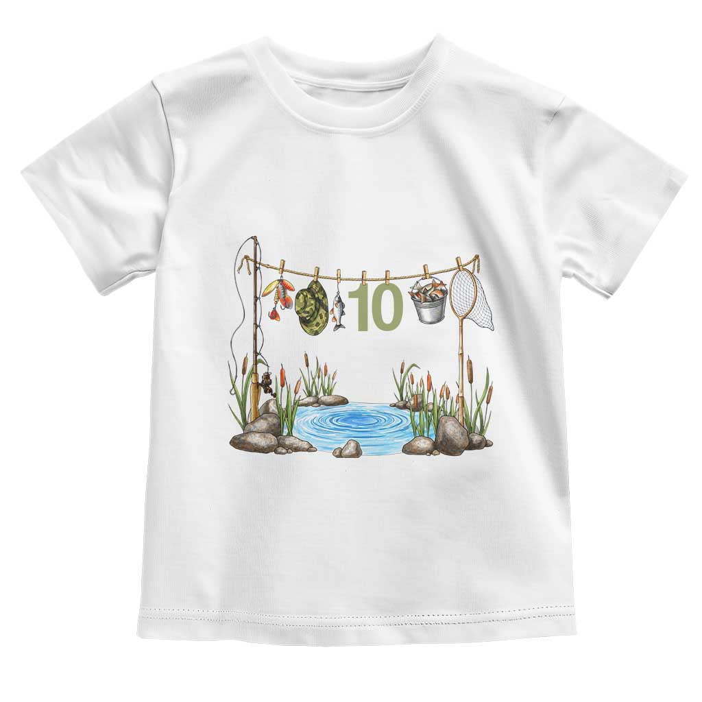 10th Birthday Fishing Toddler T Shirt Fisherman Birthday Party Gift