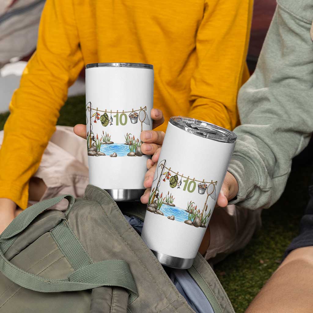 10th Birthday Fishing Tumbler Cup Fisherman Birthday Party Gift