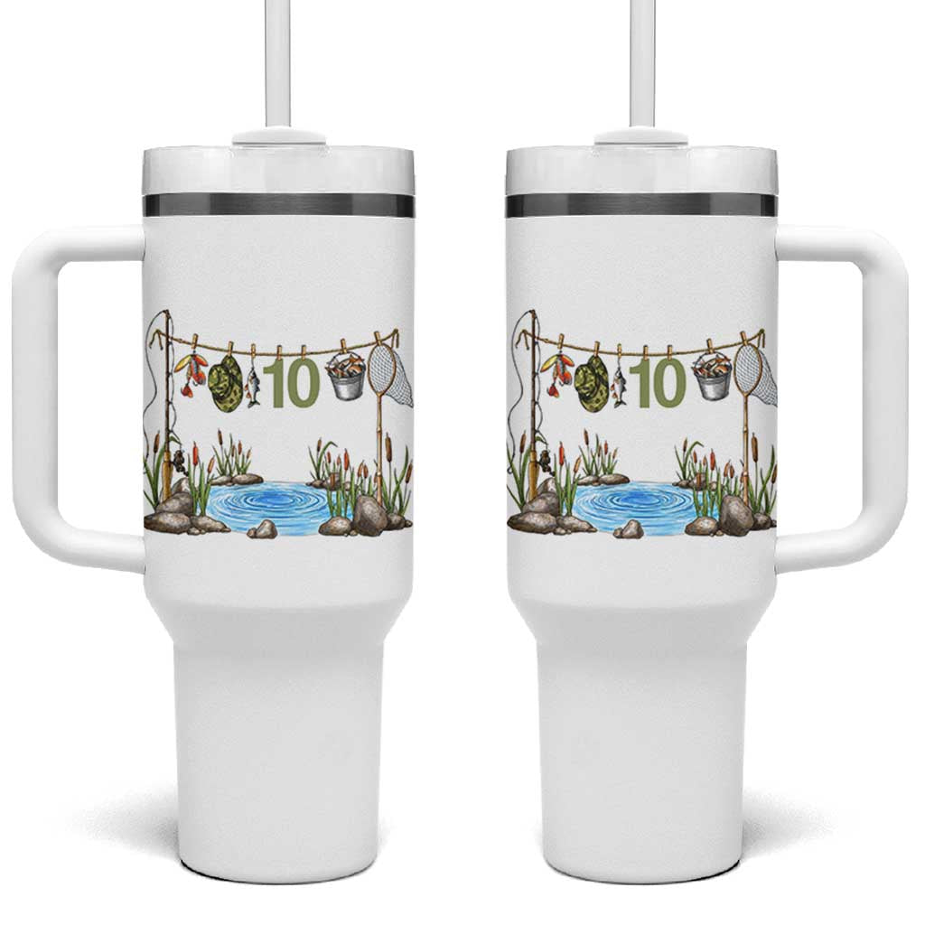 10th Birthday Fishing Tumbler With Handle Fisherman Birthday Party Gift