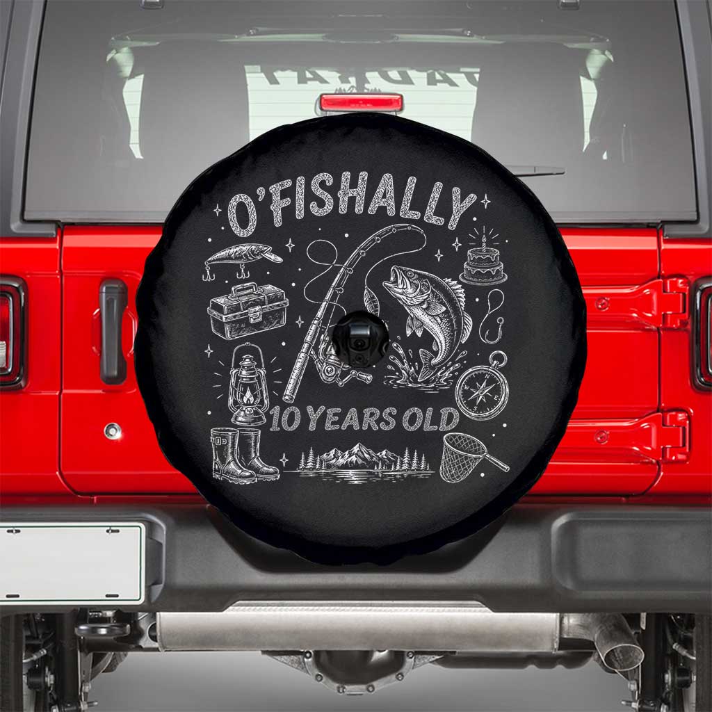 O'Fishally 10 Years Old Spare Tire Cover Funny Fisherman Birthday Graphic