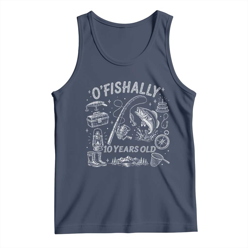 O'Fishally 10 Years Old Tank Top Funny Fisherman Birthday Graphic