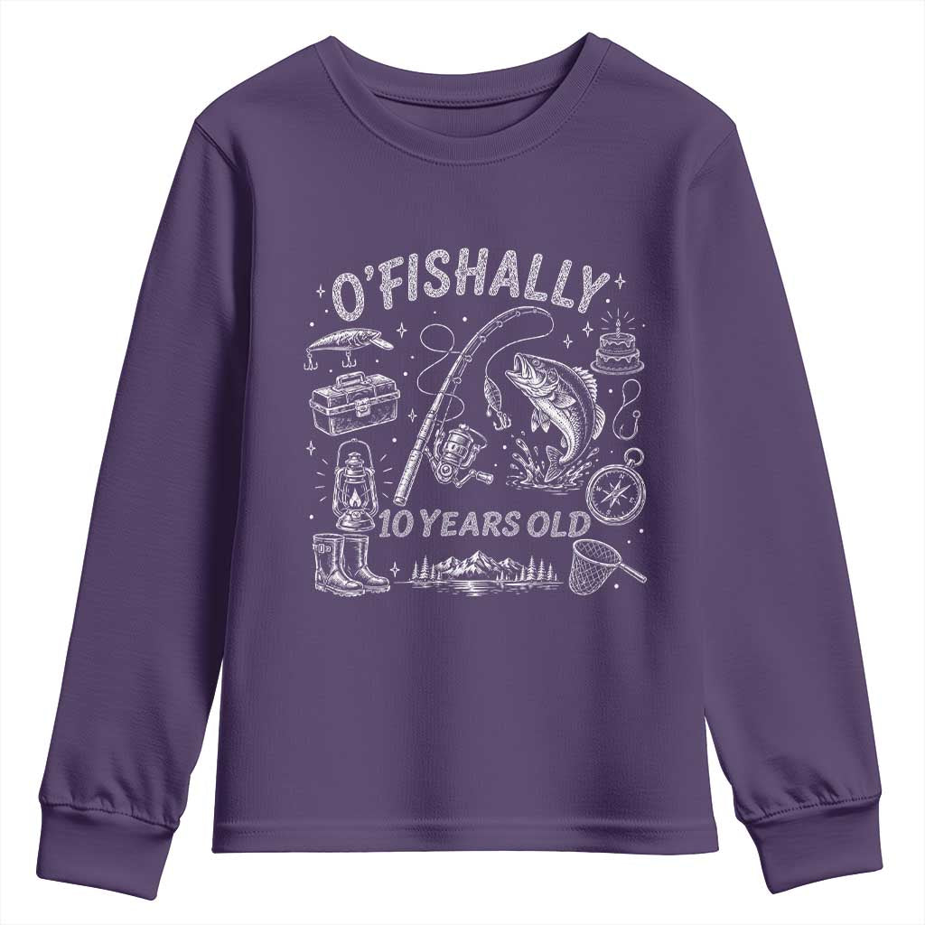 O'Fishally 10 Years Old Youth Sweatshirt Funny Fisherman Birthday Graphic