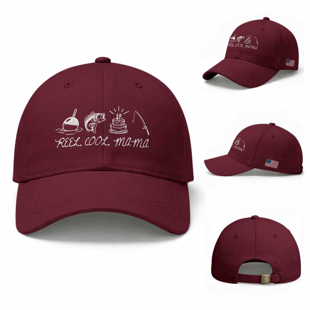 Reel Cool Mama Baseball Cap Funny Fishing Mom Birthday Gift
