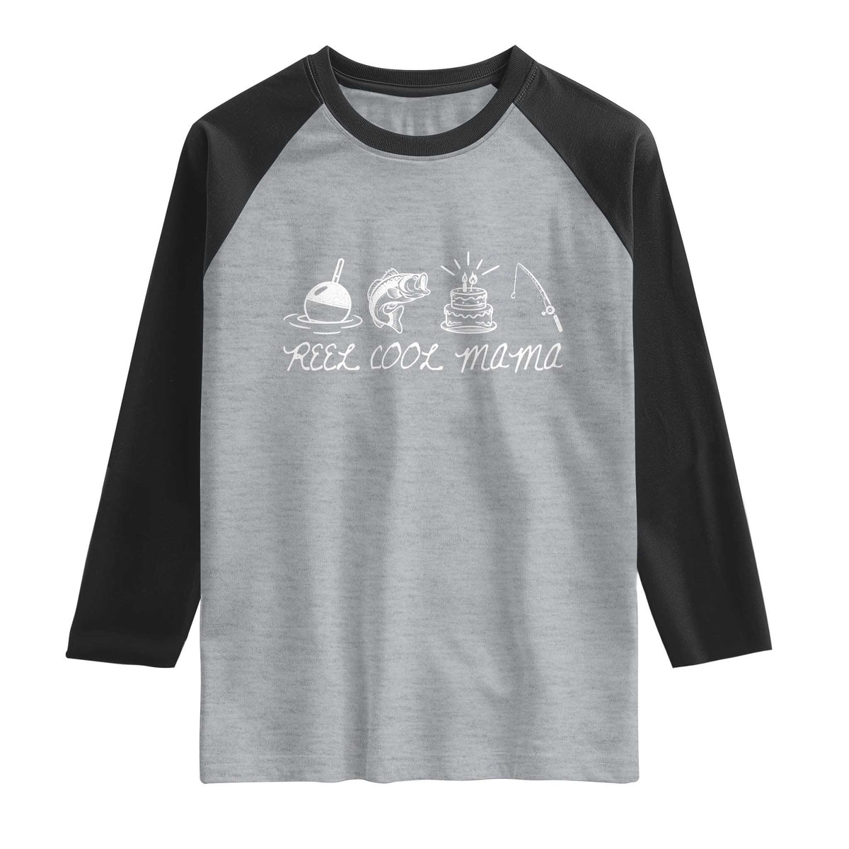 Reel Cool Mama Raglan Shirt Funny Fishing Mom Birthday Gift