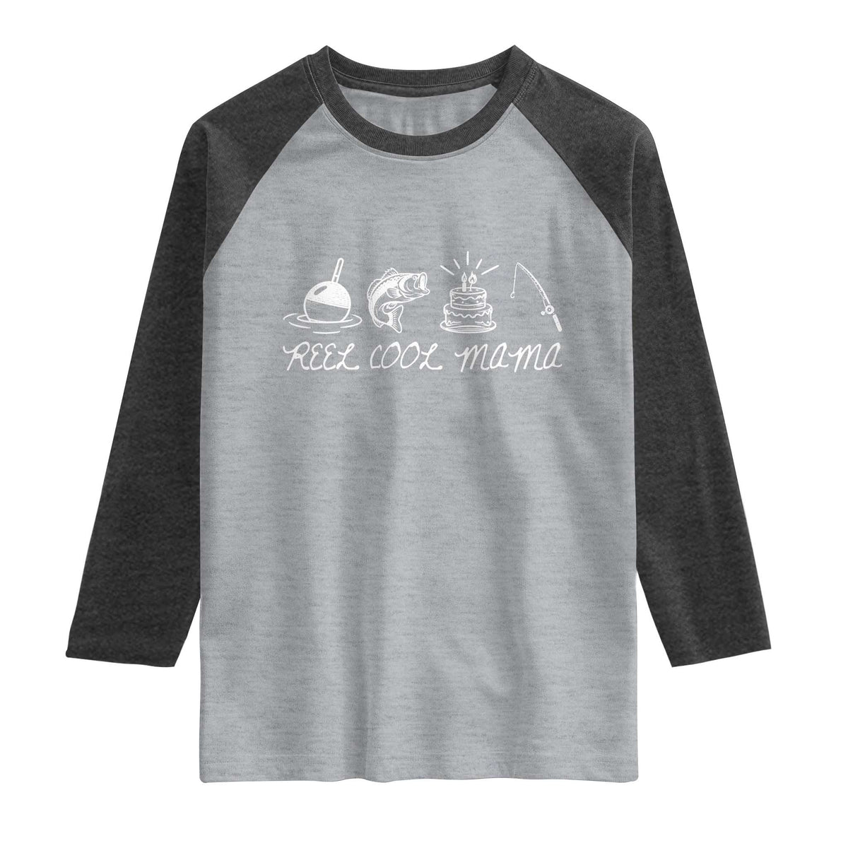 Reel Cool Mama Raglan Shirt Funny Fishing Mom Birthday Gift