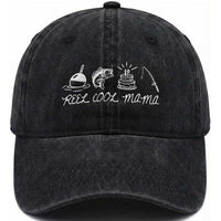 Reel Cool Mama Washed Cotton Baseball Cap Funny Fishing Mom Birthday Gift