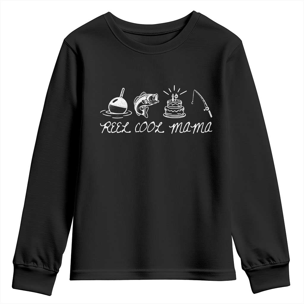 Reel Cool Mama Youth Sweatshirt Funny Fishing Mom Birthday Gift