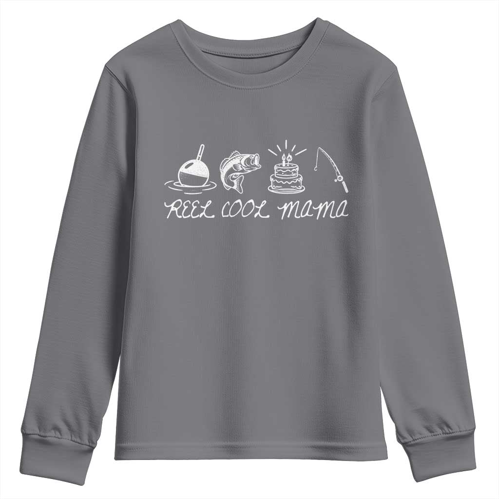 Reel Cool Mama Youth Sweatshirt Funny Fishing Mom Birthday Gift